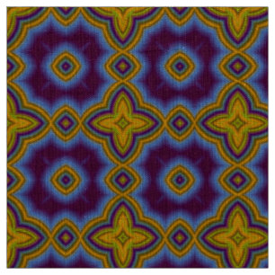 Blue & green abstract Moroccan geometric pattern Fabric