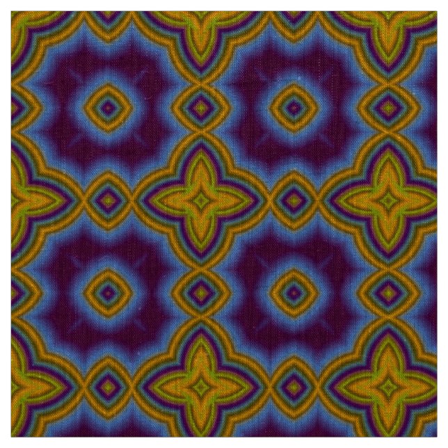 Blue & green abstract Moroccan geometric pattern Fabric (Swatch)