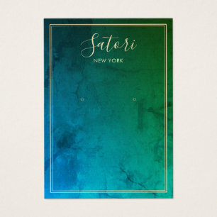 Blue Green Abstract Script Earring Display