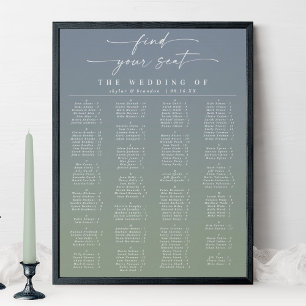 Blue & Green Alphabetical Wedding Seating Chart