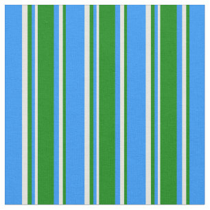Blue, Green, and Beige Lines Pattern Fabric
