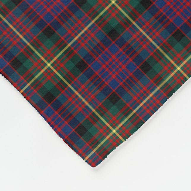 Blue, Green, and Black Carnegie Clan Tartan Fleece Blanket (Corner)