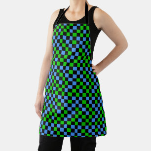 Blue Green And Black Chequered Pattern Apron