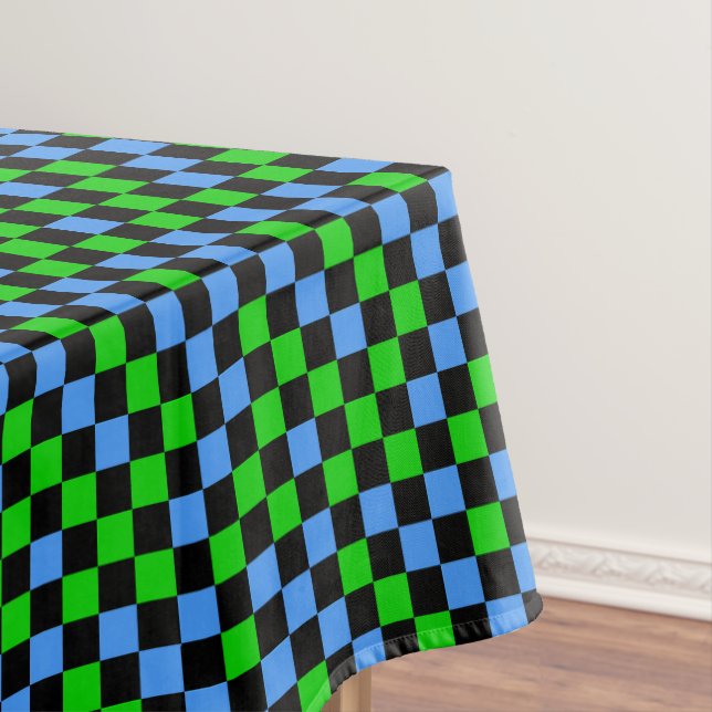 Blue Green And Black Chequered Pattern  Tablecloth (In Situ)