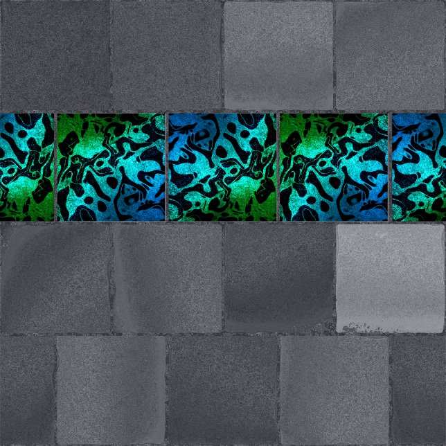 Blue Green and black glitter wavy pattern Tile (Creator Uploaded)