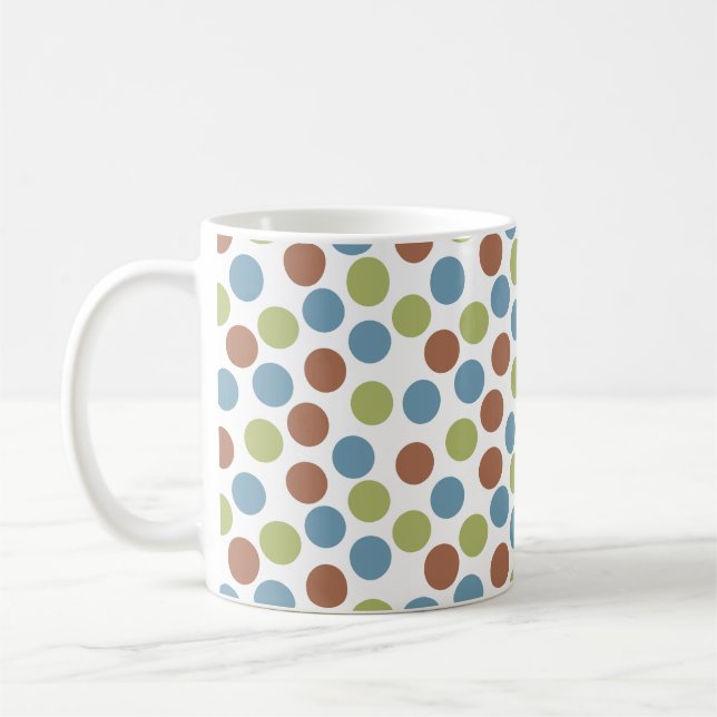 Blue, Green, and Brown Dots  Coffee Mug (Left)