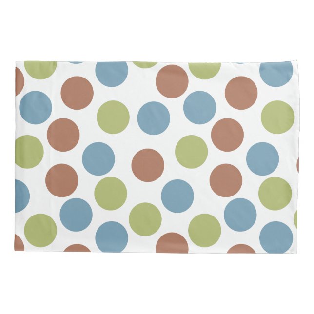 Blue, Green, and Brown Dots  Pillowcase (Back)