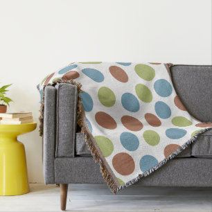 Blue, Green, and Brown Dots Throw Blanket