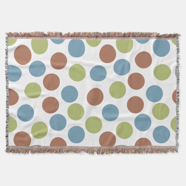 Blue, Green, and Brown Dots  Throw Blanket (Front)