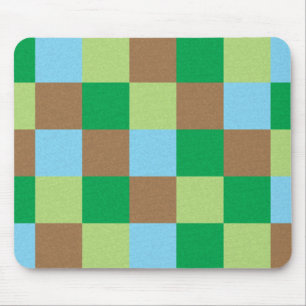 Blue green and brown squares pattern mouse mat