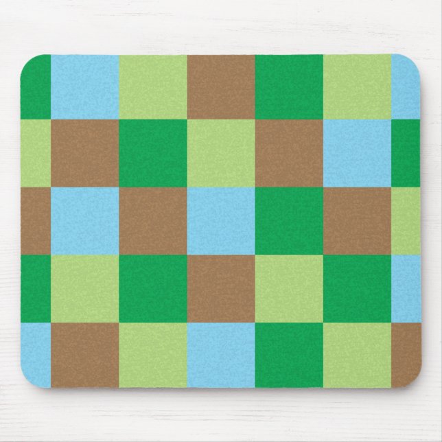 Blue green and brown squares pattern mouse mat (Front)
