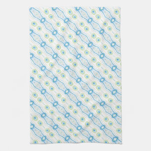 Blue Green and Gold Patterned Tea Towel