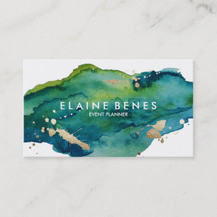 Blue Green and Gold Splatter Business card