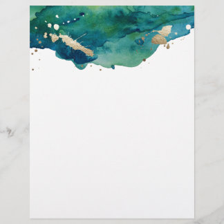 Blue Green and Gold Splatter letterhead
