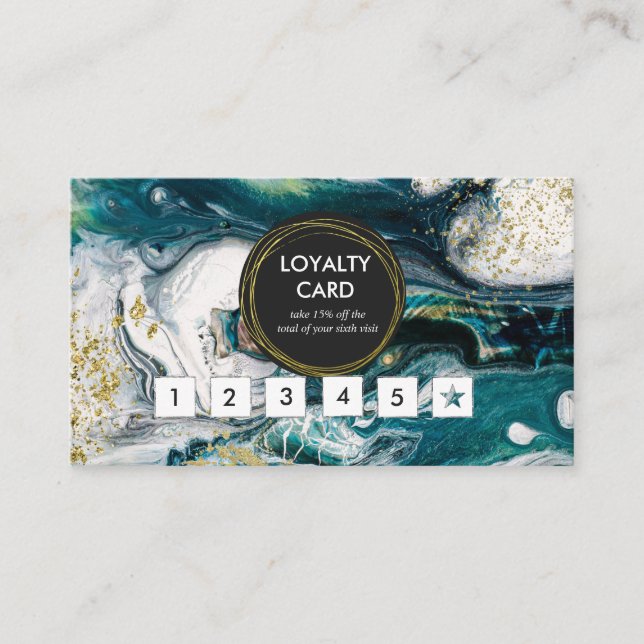 Blue Green and Gold Splatter Loyalty Card (Front)
