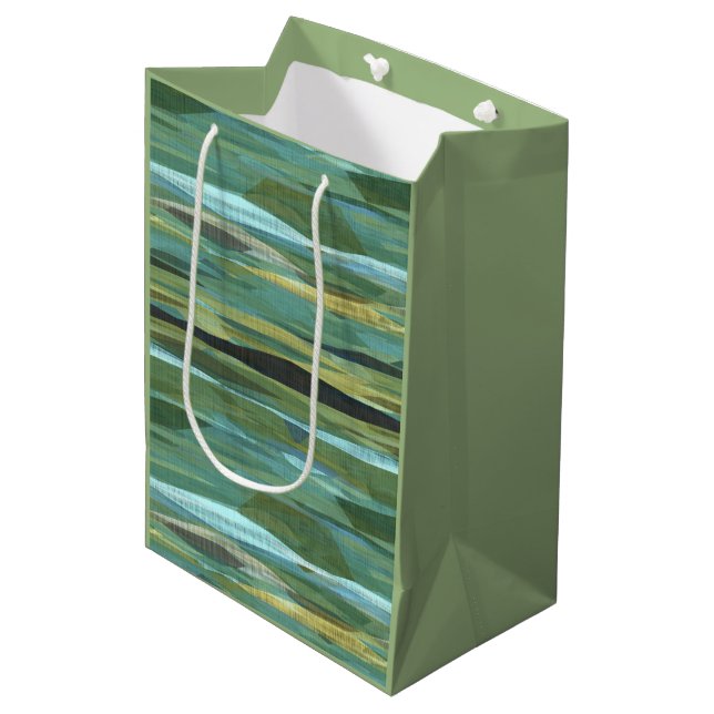 Blue Green and Grey Modern art   Medium Gift Bag (Front Angled)