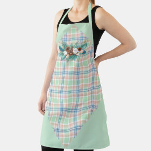 Blue Green and Pink Plaid  Apron