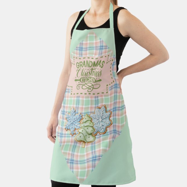 Blue Green and Pink Plaid  Grandma's Kitchen Apron (Insitu)