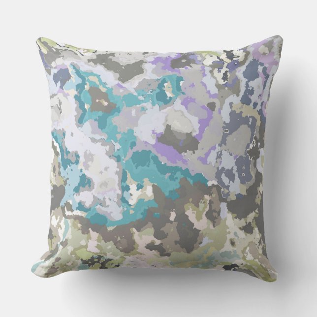 Blue, Green and Purple Abstract Cushion (Front)