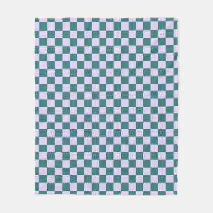 Blue Green And Purple Chequered Pattern Checkerboa Fleece Blanket