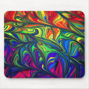 Blue, Green, and Red Abstract Illustration Mouse Mat