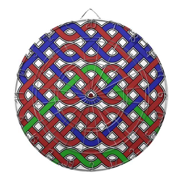 Blue, Green and Red Celtic Knots Dartboard (Front)