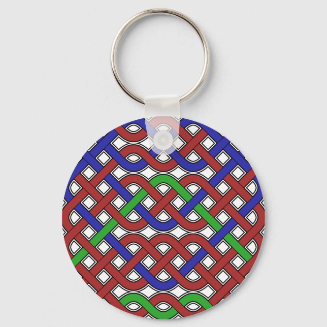 Blue, Green and Red Celtic Knots Key Ring (Front)