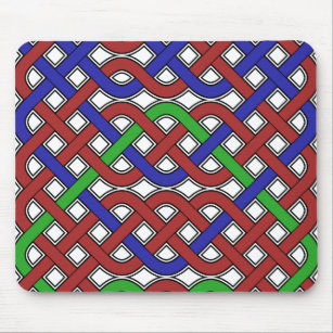 Blue, Green and Red Celtic Knots Mouse Mat