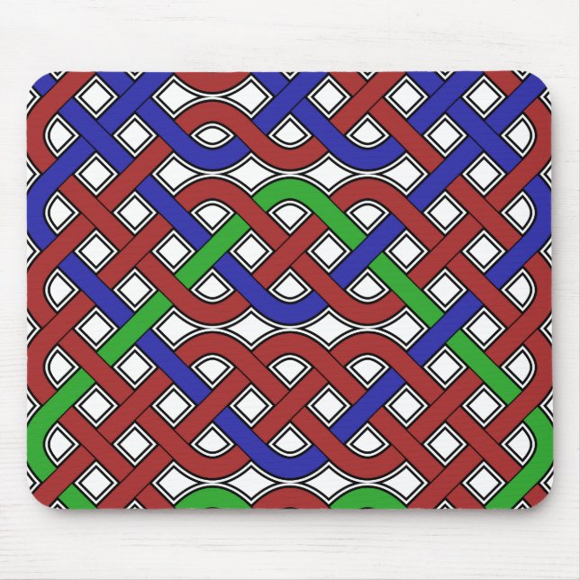 Blue, Green and Red Celtic Knots Mouse Mat (Front)