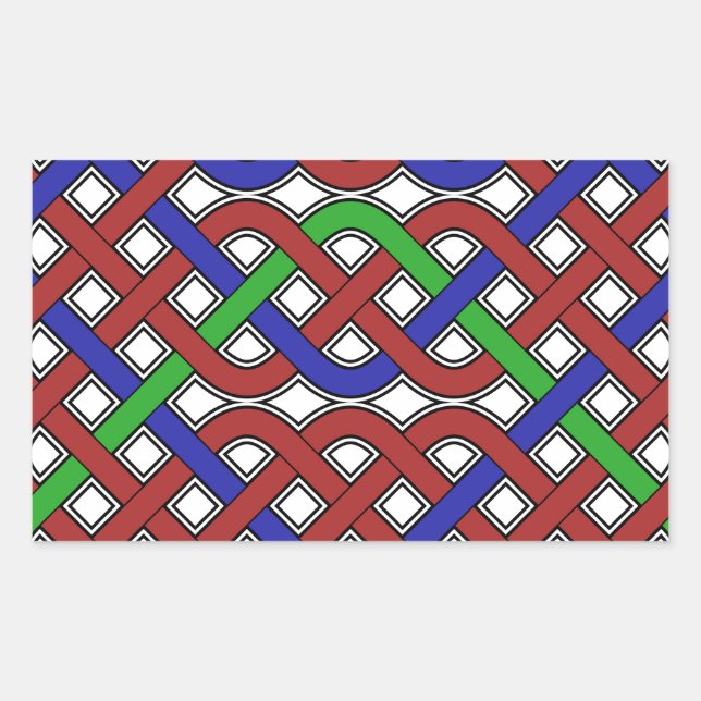Blue, Green and Red Celtic Knots Rectangular Sticker (Front)