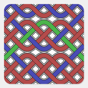 Blue, Green and Red Celtic Knots Square Sticker