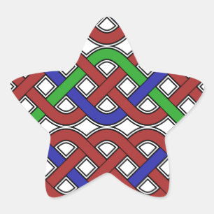 Blue, Green and Red Celtic Knots Star Sticker
