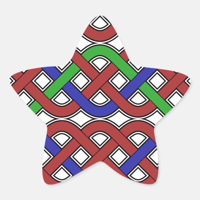 Blue, Green and Red Celtic Knots Star Sticker (Front)