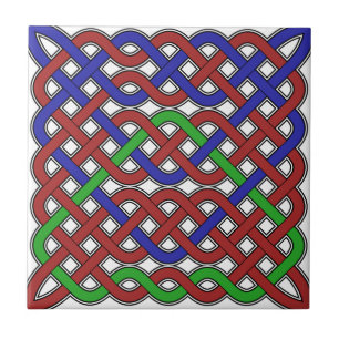 Blue, Green and Red Celtic Knots Tile