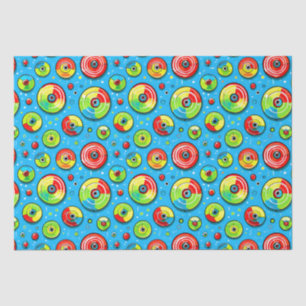 Blue, Green and Red Disc Golf Themed Birthday Tissue Paper