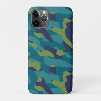 Blue Green and Teal Camo Abstract iPhone 11 Pro Case