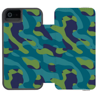 Blue Green and Teal Camo Abstract Incipio Watson™ iPhone 5 Wallet Case