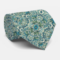 Blue, Green and Teal Floral & Swirl Pattern