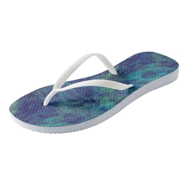 Blue, green and turquoise marble Abstract Flip Flops (Angled)