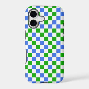 Blue Green And White Chequered Pattern 