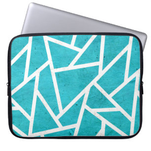 Blue-green and white mosaic pattern laptop sleeve