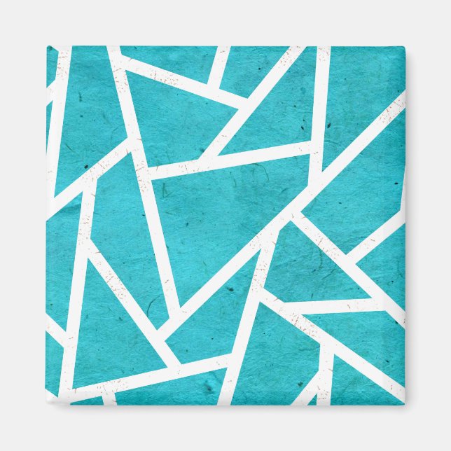 Blue-green and white mosaic pattern magnet (Front)