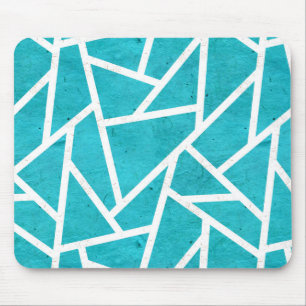 Blue-green and white mosaic pattern mouse mat