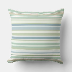 Blue Green and white stripes Cushion