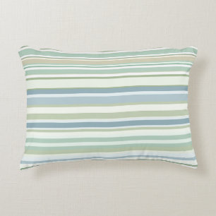 Blue Green and white stripes Decorative Cushion