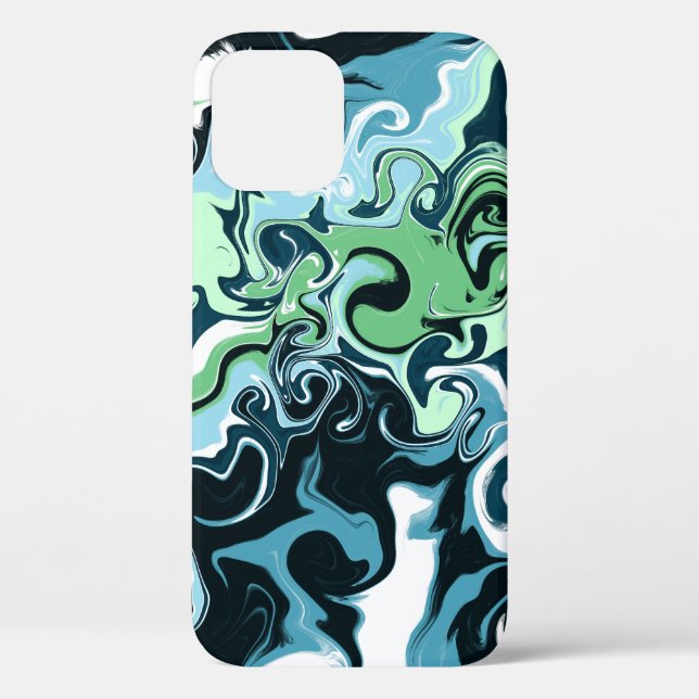 Blue, Green and White swirls Abstract Fluid Art   Case-Mate iPhone Case (Back)