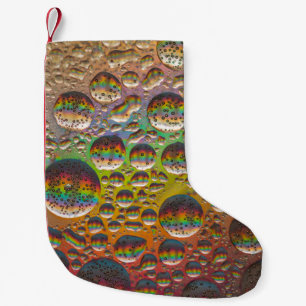 Blue green and yellow bubbles small christmas stocking