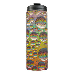 Blue green and yellow bubbles thermal tumbler