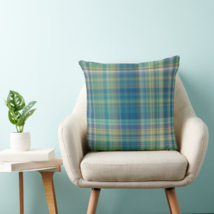 Blue, Green and yellow Plaid Cushion