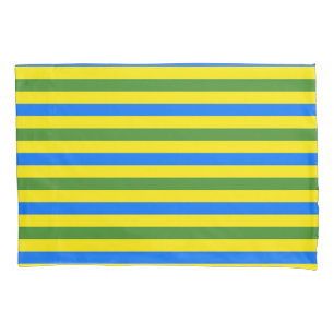 Blue Green and Yellow Stripes Design Pillowcase